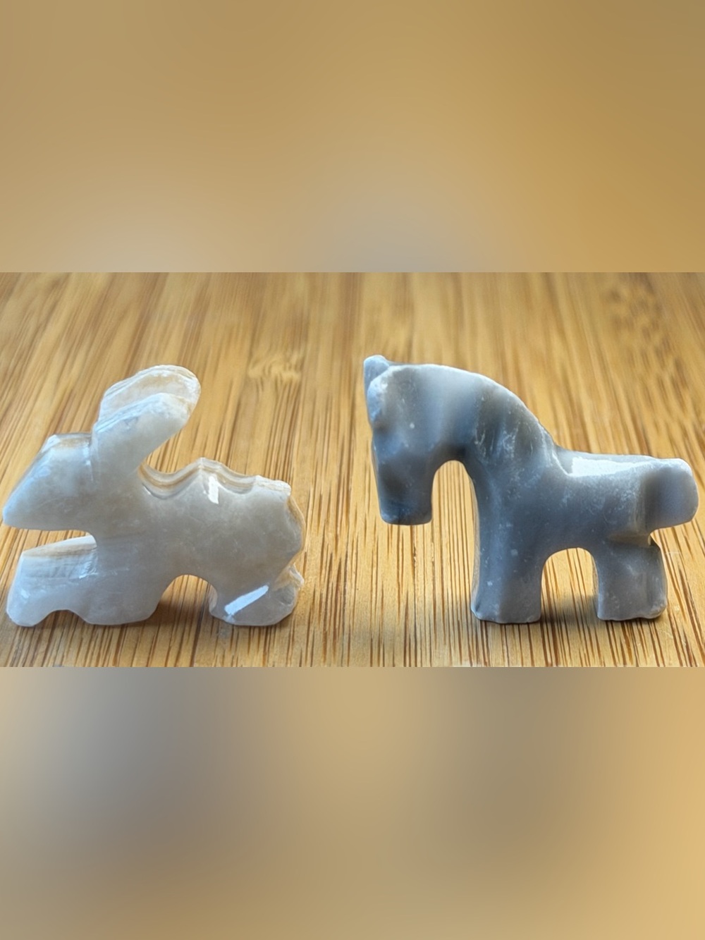 Tiny onyx rabbit and horse